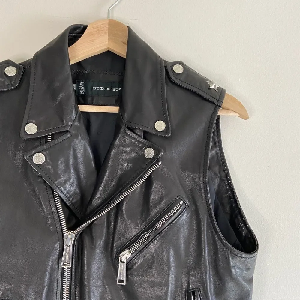VINTAGE DSQUARED2 RARE BORN IN 1964 STUDDED LEATHER JACKET